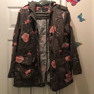 Members Only Military Green w Pink Roses